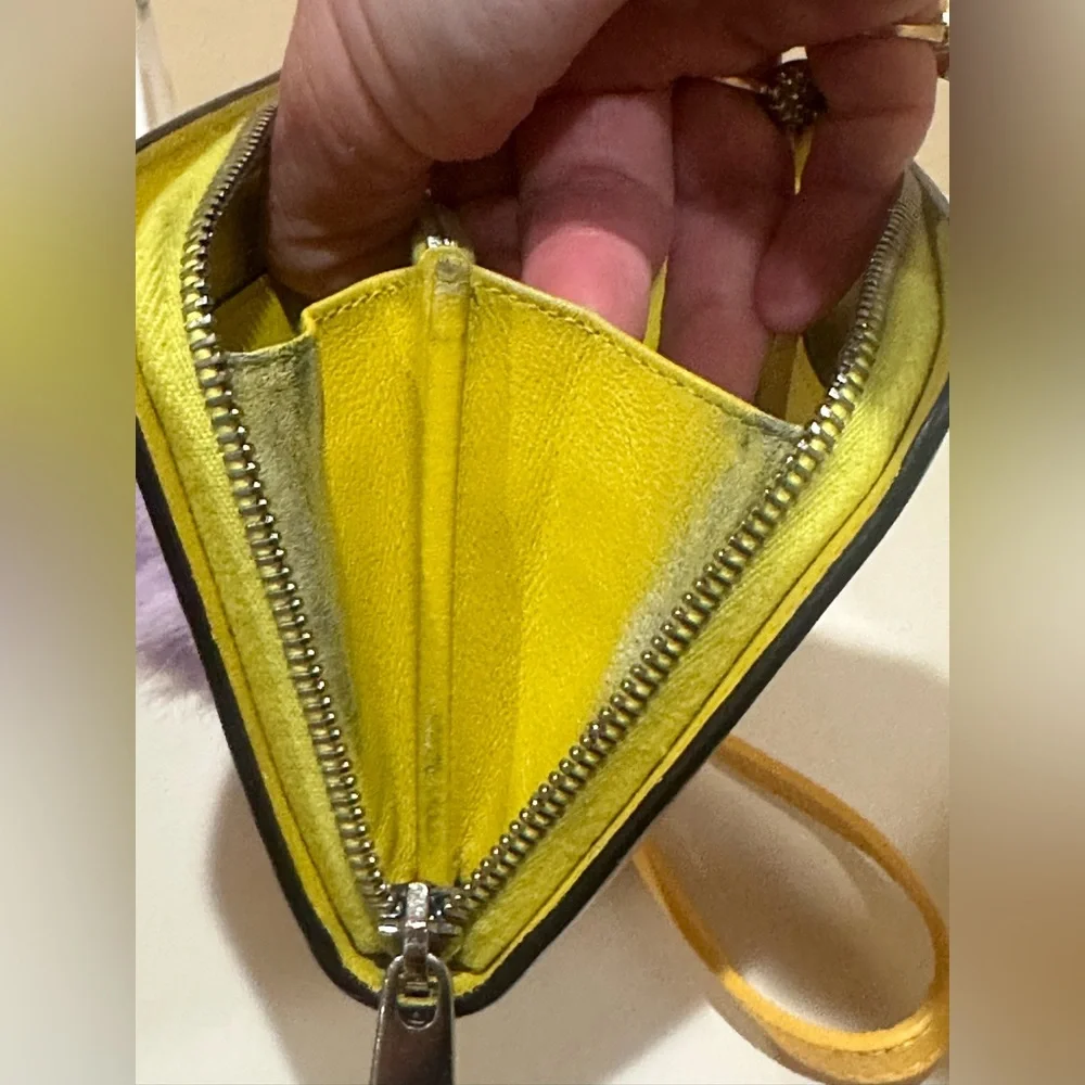 Christian Dior Lavender & Yellow Large Zip Wallet W/added Wristlet *RARE*